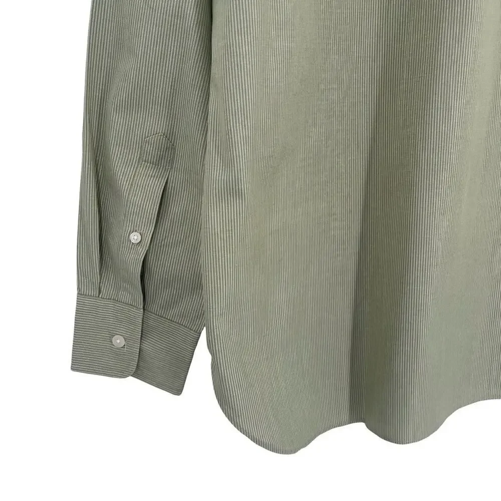 J. Crew Green And White Striped Button-Down Shirt Size XL (17 - 17 1/2)